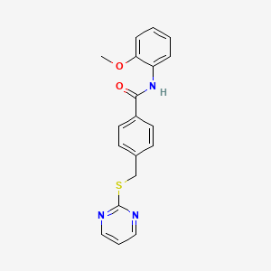 N-(2-methoxyphenyl)-4-(pyrimidin-2-ylsulfanylmethyl)benzamide