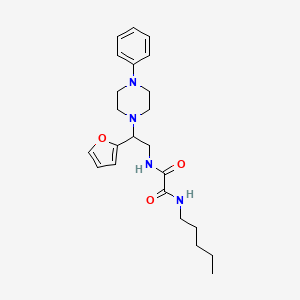 molecular formula C23H32N4O3 B2976554 N'-[2-(furan-2-yl)-2-(4-phenylpiperazin-1-yl)ethyl]-N-pentylethanediamide CAS No. 877631-41-9