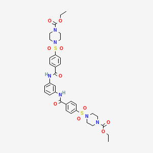Ethyl 4-[4-[[3-[[4-(4-ethoxycarbonylpiperazin-1-yl)sulfonylbenzoyl]amino]phenyl]carbamoyl]phenyl]sulfonylpiperazine-1-carboxylate