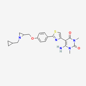 6-Amino-5-[2-[4-[[1-(cyclopropylmethyl)aziridin-2-yl]methoxy]phenyl]-1,3-thiazol-4-yl]-1,3-dimethylpyrimidine-2,4-dione