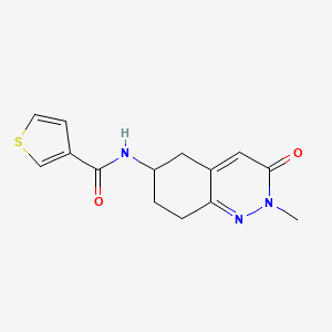 molecular formula C14H15N3O2S B2976597 N-(2-methyl-3-oxo-2,3,5,6,7,8-hexahydrocinnolin-6-yl)thiophene-3-carboxamide CAS No. 2034509-81-2