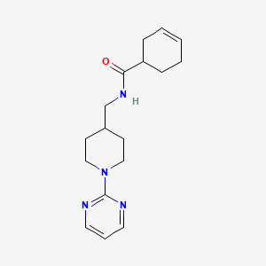 molecular formula C17H24N4O B2976598 N-((1-(pyrimidin-2-yl)piperidin-4-yl)methyl)cyclohex-3-enecarboxamide CAS No. 1396847-86-1