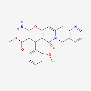 methyl 2-amino-4-(2-methoxyphenyl)-7-methyl-5-oxo-6-(pyridin-3-ylmethyl)-5,6-dihydro-4H-pyrano[3,2-c]pyridine-3-carboxylate