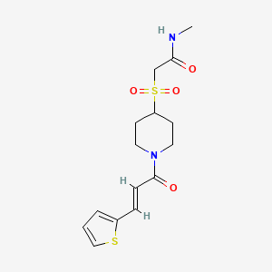 molecular formula C15H20N2O4S2 B2976608 (E)-N-methyl-2-((1-(3-(thiophen-2-yl)acryloyl)piperidin-4-yl)sulfonyl)acetamide CAS No. 1798399-44-6