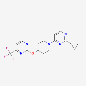 molecular formula C17H18F3N5O B2976614 2-Cyclopropyl-4-(4-{[4-(trifluoromethyl)pyrimidin-2-yl]oxy}piperidin-1-yl)pyrimidine CAS No. 2380180-71-0