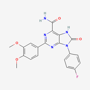 molecular formula C20H16FN5O4 B2976618 2-(3,4-dimethoxyphenyl)-9-(4-fluorophenyl)-8-oxo-7H-purine-6-carboxamide CAS No. 869068-78-0