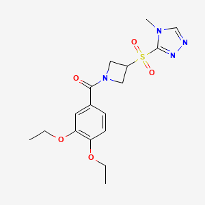 molecular formula C17H22N4O5S B2976625 (3,4-diethoxyphenyl)(3-((4-methyl-4H-1,2,4-triazol-3-yl)sulfonyl)azetidin-1-yl)methanone CAS No. 2034428-32-3