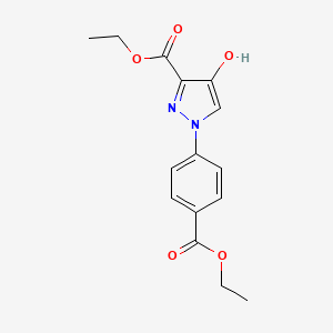 molecular formula C15H16N2O5 B2976627 ethyl 1-[4-(ethoxycarbonyl)phenyl]-4-hydroxy-1H-pyrazole-3-carboxylate CAS No. 379239-02-8