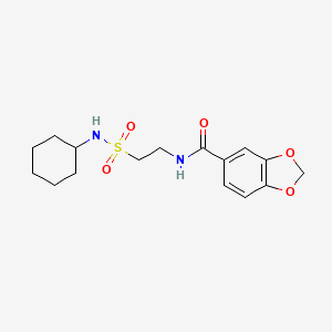 molecular formula C16H22N2O5S B2976629 N-(2-(N-cyclohexylsulfamoyl)ethyl)benzo[d][1,3]dioxole-5-carboxamide CAS No. 899740-36-4