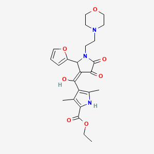 molecular formula C24H29N3O7 B2976630 ethyl 4-[2-(furan-2-yl)-4-hydroxy-1-[2-(morpholin-4-yl)ethyl]-5-oxo-2,5-dihydro-1H-pyrrole-3-carbonyl]-3,5-dimethyl-1H-pyrrole-2-carboxylate CAS No. 623137-22-4