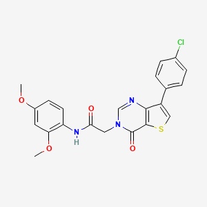 molecular formula C22H18ClN3O4S B2976631 2-[7-(4-chlorophenyl)-4-oxothieno[3,2-d]pyrimidin-3(4H)-yl]-N-(2,4-dimethoxyphenyl)acetamide CAS No. 1105242-03-2