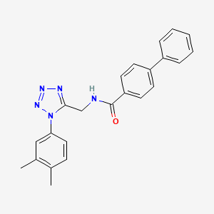 molecular formula C23H21N5O B2976641 N-[[1-(3,4-dimethylphenyl)tetrazol-5-yl]methyl]-4-phenylbenzamide CAS No. 897622-45-6