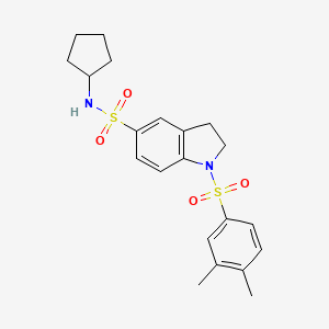 molecular formula C21H26N2O4S2 B2976643 1-[(3,4-Dimethylphenyl)sulfonyl]-5-[(cyclopentylamino)sulfonyl]indoline CAS No. 919211-02-2