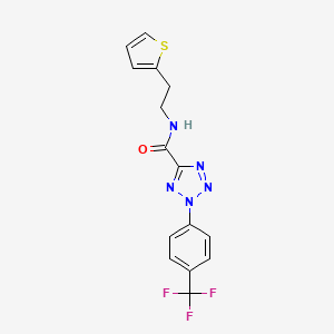molecular formula C15H12F3N5OS B2976657 N-(2-(thiophen-2-yl)ethyl)-2-(4-(trifluoromethyl)phenyl)-2H-tetrazole-5-carboxamide CAS No. 1396874-62-6