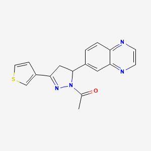 molecular formula C17H14N4OS B2976688 1-(5-(喹喔啉-6-基)-3-(噻吩-3-基)-4,5-二氢-1H-吡唑-1-基)乙酮 CAS No. 1010887-64-5
