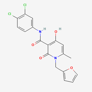 molecular formula C18H14Cl2N2O4 B2976692 N-(3,4-二氯苯基)[1-(2-呋喃甲基)-4-羟基-6-甲基-2-氧代(3-氢吡啶基)]甲酰胺 CAS No. 883482-92-6