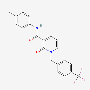 molecular formula C21H17F3N2O2 B2976695 N-(4-methylphenyl)-2-oxo-1-{[4-(trifluoromethyl)phenyl]methyl}-1,2-dihydropyridine-3-carboxamide CAS No. 338977-47-2