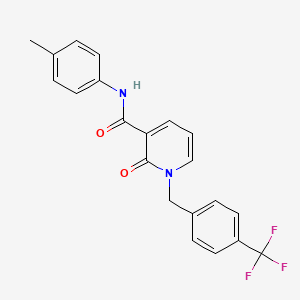 molecular formula C21H17F3N2O2 B2976695 N-(4-Methylphenyl)-2-oxo-1-(4-(trifluoromethyl)benzyl)-1,2-dihydro-3-pyridinecarboxamide CAS No. 338977-47-2