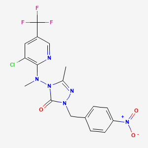 molecular formula C17H14ClF3N6O3 B2976701 4-[[3-chloro-5-(trifluoromethyl)-2-pyridinyl](methyl)amino]-5-methyl-2-(4-nitrobenzyl)-2,4-dihydro-3H-1,2,4-triazol-3-one CAS No. 860786-15-8