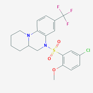molecular formula C20H20ClF3N2O3S B2976702 4-氯-2-{[3-(三氟甲基)-6,6a,7,8,9,10-六氢-5H-吡啶并[1,2-a]喹喔啉-5-基]磺酰基}苯甲醚 CAS No. 866041-05-6