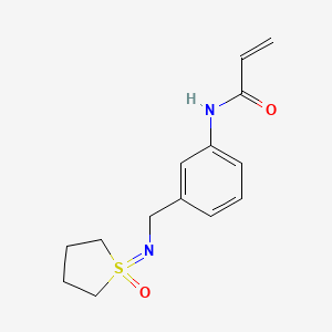 molecular formula C14H18N2O2S B2976706 N-[3-[[(1-Oxothiolan-1-ylidene)amino]methyl]phenyl]prop-2-enamide CAS No. 2305483-89-8