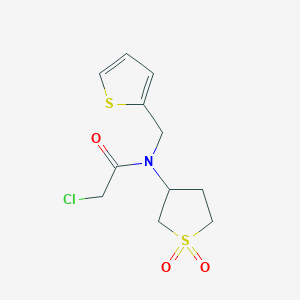 molecular formula C11H14ClNO3S2 B2976707 2-氯-N-(1,1-二氧代-四氢噻-3-基)-N-(噻-2-基甲基)乙酰胺 CAS No. 852940-43-3