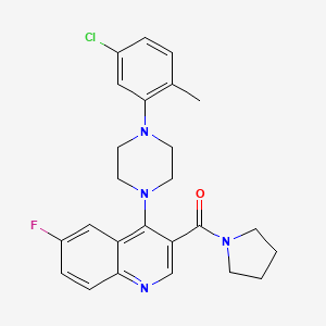 molecular formula C25H26ClFN4O B2976708 (4-(4-(5-氯-2-甲基苯基)哌嗪-1-基)-6-氟喹啉-3-基)(吡咯烷-1-基)甲酮 CAS No. 1326877-41-1