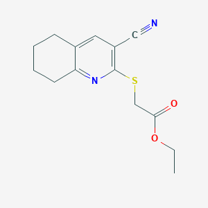 molecular formula C14H16N2O2S B2976723 Ethyl 2-[(3-cyano-5,6,7,8-tetrahydroquinolin-2-yl)sulfanyl]acetate CAS No. 332869-20-2
