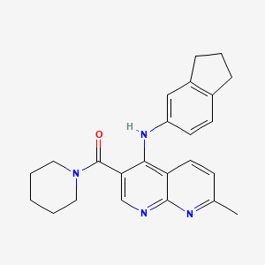 molecular formula C24H26N4O B2976758 N-(2,3-dihydro-1H-inden-5-yl)-7-methyl-3-(piperidine-1-carbonyl)-1,8-naphthyridin-4-amine CAS No. 1251618-86-6