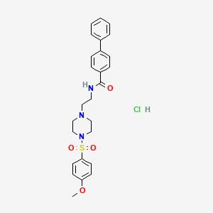 molecular formula C26H30ClN3O4S B2976775 N-(2-(4-((4-methoxyphenyl)sulfonyl)piperazin-1-yl)ethyl)-[1,1'-biphenyl]-4-carboxamide hydrochloride CAS No. 1185065-54-6