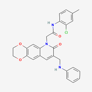 molecular formula C27H24ClN3O4 B2976823 N-(2-chloro-4-methylphenyl)-2-{7-oxo-8-[(phenylamino)methyl]-2H,3H,6H,7H-[1,4]dioxino[2,3-g]quinolin-6-yl}acetamide CAS No. 894550-71-1