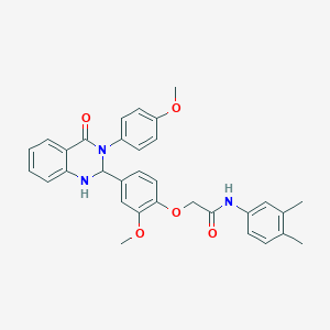molecular formula C32H31N3O5 B297683 N-(3,4-dimethylphenyl)-2-{2-methoxy-4-[3-(4-methoxyphenyl)-4-oxo-1,2,3,4-tetrahydroquinazolin-2-yl]phenoxy}acetamide 