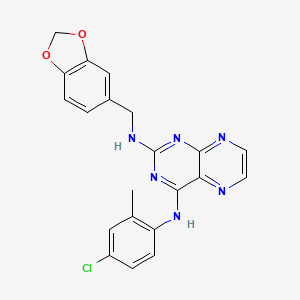 B2976861 N2-[(2H-1,3-benzodioxol-5-yl)methyl]-N4-(4-chloro-2-methylphenyl)pteridine-2,4-diamine CAS No. 946298-37-9
