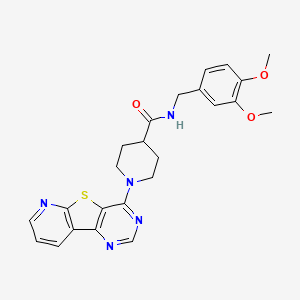 molecular formula C24H25N5O3S B2976864 N-[(3,4-dimethoxyphenyl)methyl]-1-{8-thia-3,5,10-triazatricyclo[7.4.0.0^{2,7}]trideca-1(13),2(7),3,5,9,11-hexaen-6-yl}piperidine-4-carboxamide CAS No. 1040681-42-2