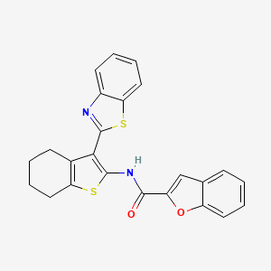 molecular formula C24H18N2O2S2 B2976878 N-[3-(1,3-benzothiazol-2-yl)-4,5,6,7-tetrahydro-1-benzothiophen-2-yl]-1-benzofuran-2-carboxamide CAS No. 922473-24-3