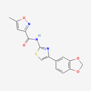 molecular formula C15H11N3O4S B2976900 N-[4-(2H-1,3-benzodioxol-5-yl)-1,3-thiazol-2-yl]-5-methyl-1,2-oxazole-3-carboxamide CAS No. 931070-44-9