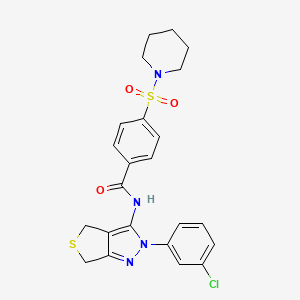 molecular formula C23H23ClN4O3S2 B2976904 N-[2-(3-chlorophenyl)-2H,4H,6H-thieno[3,4-c]pyrazol-3-yl]-4-(piperidine-1-sulfonyl)benzamide CAS No. 450341-18-1
