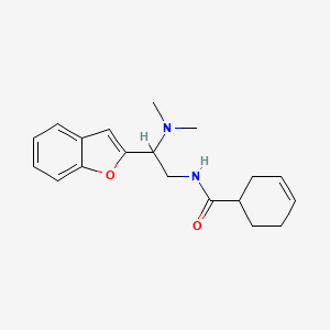 molecular formula C19H24N2O2 B2976906 N-[2-(1-benzofuran-2-yl)-2-(dimethylamino)ethyl]cyclohex-3-ene-1-carboxamide CAS No. 2034466-53-8