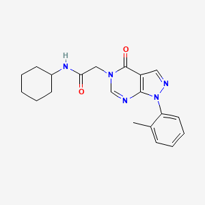 molecular formula C20H23N5O2 B2976912 N-cyclohexyl-2-(4-oxo-1-(o-tolyl)-1H-pyrazolo[3,4-d]pyrimidin-5(4H)-yl)acetamide CAS No. 895011-21-9