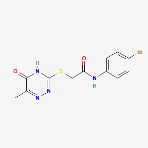 molecular formula C12H11BrN4O2S B2976941 N-(4-bromophenyl)-2-[(5-hydroxy-6-methyl-1,2,4-triazin-3-yl)sulfanyl]acetamide CAS No. 339335-25-0