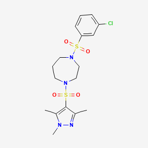 1-((3-chlorophenyl)sulfonyl)-4-((1,3,5-trimethyl-1H-pyrazol-4-yl)sulfonyl)-1,4-diazepane