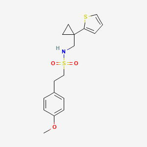 2-(4-methoxyphenyl)-N-((1-(thiophen-2-yl)cyclopropyl)methyl)ethanesulfonamide