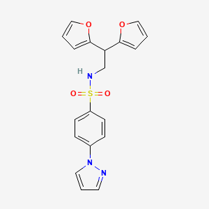 N-(2,2-di(furan-2-yl)ethyl)-4-(1H-pyrazol-1-yl)benzenesulfonamide