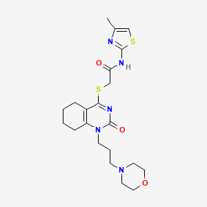 N-(4-methylthiazol-2-yl)-2-((1-(3-morpholinopropyl)-2-oxo-1,2,5,6,7,8-hexahydroquinazolin-4-yl)thio)acetamide