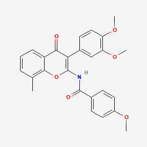 molecular formula C26H23NO6 B2977001 N-[3-(3,4-dimethoxyphenyl)-8-methyl-4-oxo-4H-chromen-2-yl]-4-methoxybenzamide CAS No. 883961-96-4