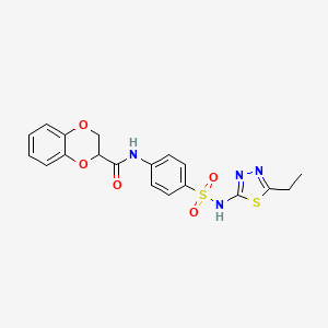 molecular formula C19H18N4O5S2 B2977005 N-{4-[(5-ETHYL-1,3,4-THIADIAZOL-2-YL)SULFAMOYL]PHENYL}-2,3-DIHYDRO-1,4-BENZODIOXINE-2-CARBOXAMIDE CAS No. 941893-26-1