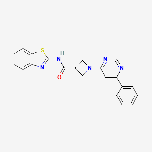 molecular formula C21H17N5OS B2977012 N-(1,3-benzothiazol-2-yl)-1-(6-phenylpyrimidin-4-yl)azetidine-3-carboxamide CAS No. 2034285-17-9