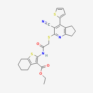 ethyl 2-[(2-{[3-cyano-4-(2-thienyl)-6,7-dihydro-5H-cyclopenta[b]pyridin-2-yl]sulfanyl}acetyl)amino]-4,5,6,7-tetrahydro-1-benzothiophene-3-carboxylate