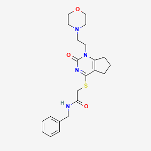 molecular formula C22H28N4O3S B2977029 N-benzyl-2-((1-(2-morpholinoethyl)-2-oxo-2,5,6,7-tetrahydro-1H-cyclopenta[d]pyrimidin-4-yl)thio)acetamide CAS No. 898450-91-4