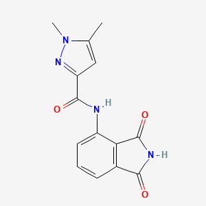 molecular formula C14H12N4O3 B2977030 N-(1,3-dioxoisoindolin-4-yl)-1,5-dimethyl-1H-pyrazole-3-carboxamide CAS No. 1013807-84-5